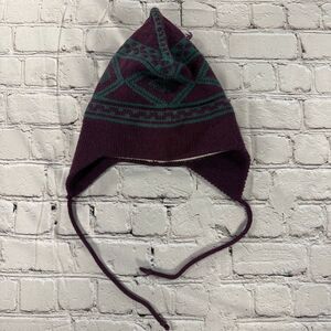 Vintage Obermeyer Wool Knit Peruvian Earflap Ski Hat C